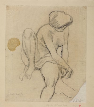Bez ile çıplak oturan kadın by August Macke