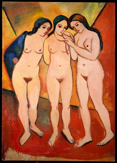 üç çıplak kadın by August Macke