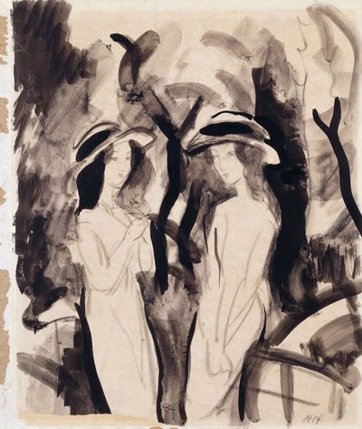 İki kız; İki kız, 1914 by August Macke