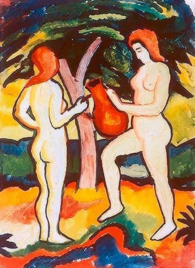 Bir kupa ile iki dosya by August Macke