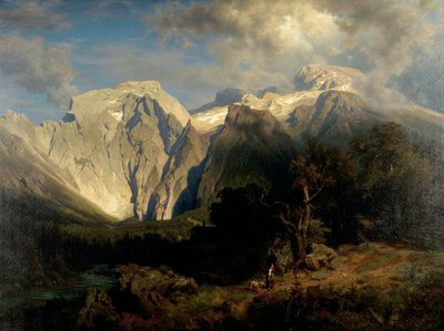 kireçtaşı dağlar manzara by August Wilhelm Leu