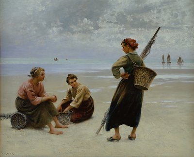 Midye Toplayıcılar, Brittany (tuval üzerine yağlı boya) by August Wilhelm Nikolaus Hagborg