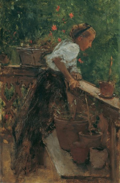 Balkondaki köylü kızı by August von Pettenkofen