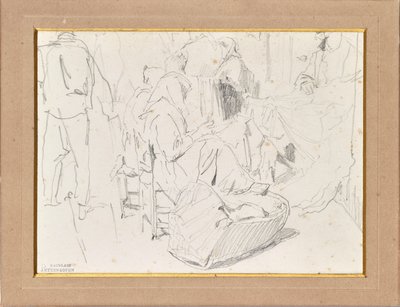 Başörtülü ve beşikli kadınlar by August von Pettenkofen