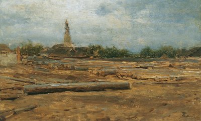 Szolnok yakınlarındaki kereste deposu by August von Pettenkofen
