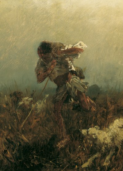 Köpekler tarafından kovalanan çocuk by August von Pettenkofen