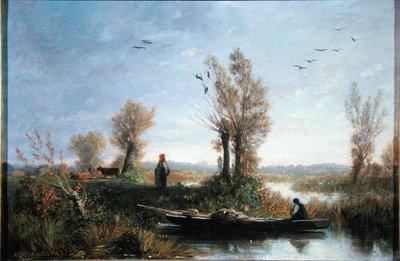 Kanalın Kıyıları (tuval üzerine yağlı boya) by Auguste Paul Charles Anastasi