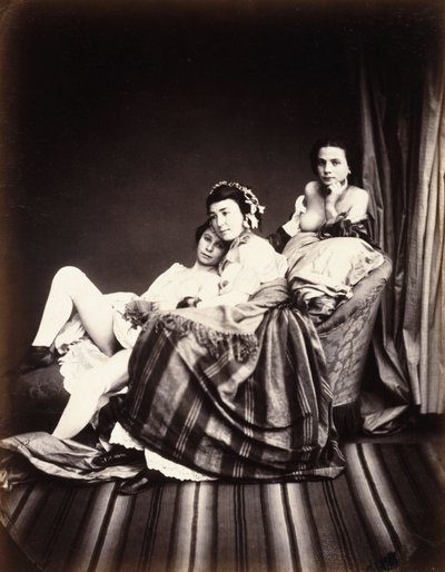 Bir Şezlongda Üç Çıplak Kadın, 1850 dolayları by Auguste Belloc