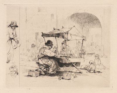 [Tüccar ahırında oynayan çocuklarla birlikte] by Auguste Brouet