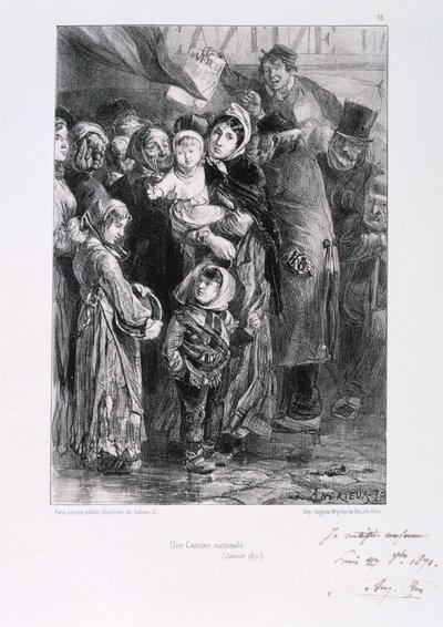 Cantine Nationale, Paris Kuşatması, Fransa-Prusya Savaşı, Ocak 1871 by Auguste Bry
