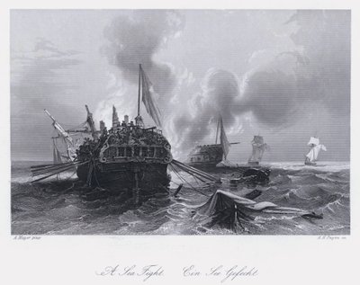 Bir Deniz Kavgası (gravür) by Auguste Etienne Francois Mayer