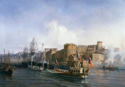 Napolyon III'ün Brest'i ziyareti, İmparatorun teknesi 11 Ağustos'ta limana giriyor by Auguste Etienne Francois Mayer