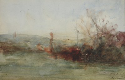 Manzara, c.1853-65 (kağıt üzerine sulu boya) by Auguste Francois Ravier