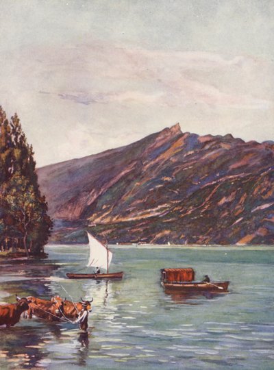Fransa: Lac Du Bourget (renkli lito) by Auguste Gerardin