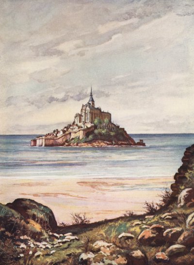 Fransa: Mont Saint-Michel (renkli lito) by Auguste Gerardin