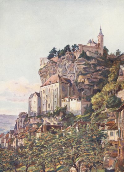 Fransa: Rocamadour Mabedi (renkli taş baskı) by Auguste Gerardin