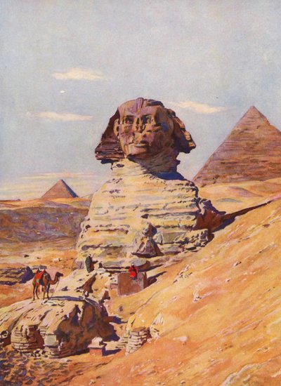 Sfenks, Mısır (renkli taş baskı) by Auguste Gerardin