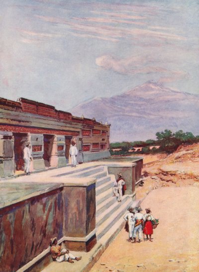 Mitla harabeleri, Meksika (renkli lito) by Auguste Gerardin