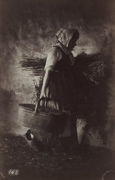 Sepet ve Saman Taşıyan Kadın Köylü, c. 1870. by Auguste Giraudon