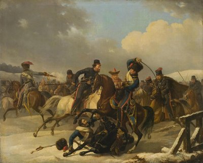 Kazaklar geri çekilen Fransız askerlerini kovaladı, 1812, 1827 by Auguste Joseph Desarnod