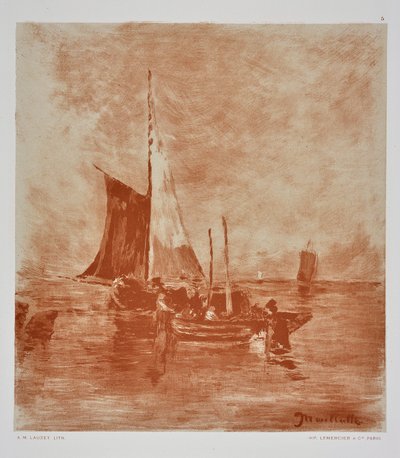 Balıkçı Tekneleri (çizim) by Auguste Lauzet