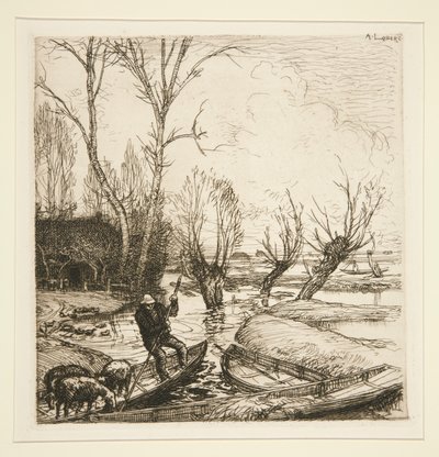 Su basmış bataklıkta - Çoban (Su basmış Marais - Çoban) by Auguste Lepere