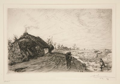 Vendee bataklığı boyunca uzanan yol [Saint-Jean-de-Monts] by Auguste Lepere