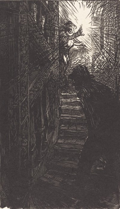 Heykel merdiveni rue Boutebrie, 1901'de yayınlandı. by Auguste Lepere