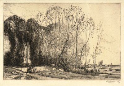 İki figürlü manzara (gravür) by Auguste Lepere