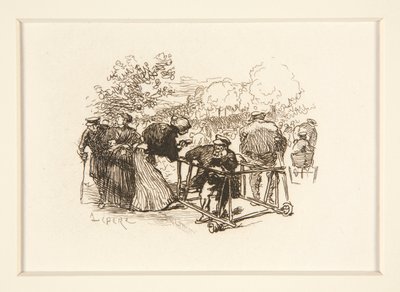 Bir Parkta Diğer Figürlerle Yürüyen Adam by Auguste Lepere