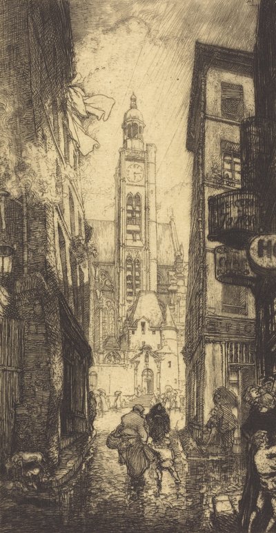 Rue de la Montagne-Sainte-Genevieve, Paris, 1906. by Auguste Lepere
