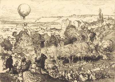 Düşen Balon, Pre-Saint-Gervais Lebaloon qui mezarında, Pre-Saint-Gervais, 1910. by Auguste Lepere