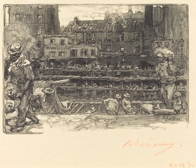 Boşaltma, Kanal St. Martin by Auguste Lepere