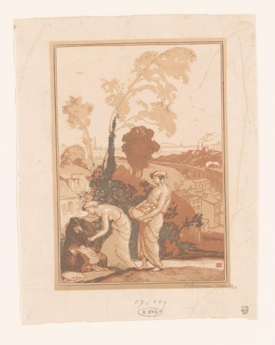 Müzik ve Şiir, sanatçıya yardım ediyor La Musique et la Poesie secourant les Artistes by Auguste Lepère (signed by artist)