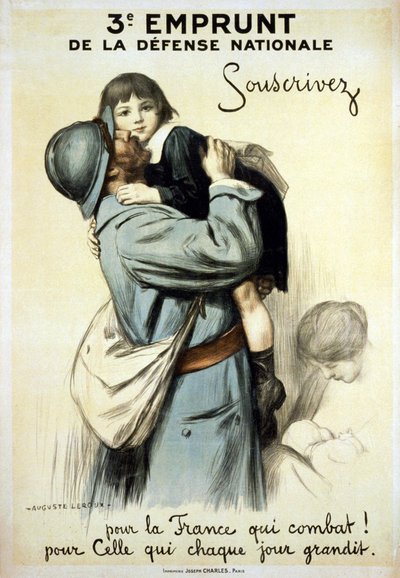 Ulusal Savunma Üçüncü Kredisi "Savaşan ve her gün büyüyen Fransa için abone olun" - Poster by Auguste Leroux