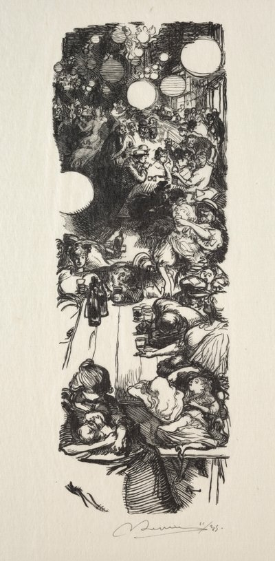14 Temmuz, Rue de Belleville, gece yarısı. by Auguste Louis Lepère