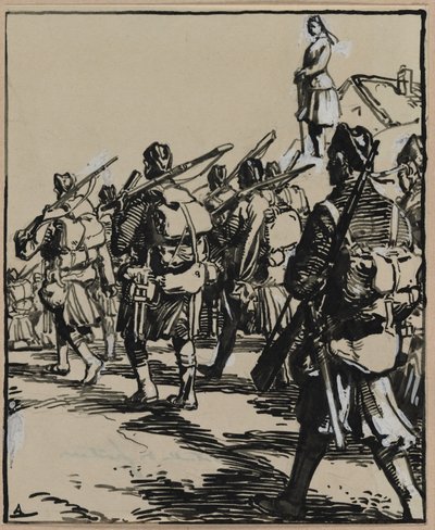 Sınırların Savaşı: İngiliz Askerleri Grubu by Auguste Louis Lepère