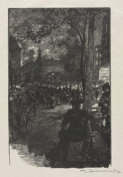 Boulevard Montmartre, Akşam by Auguste Louis Lepère