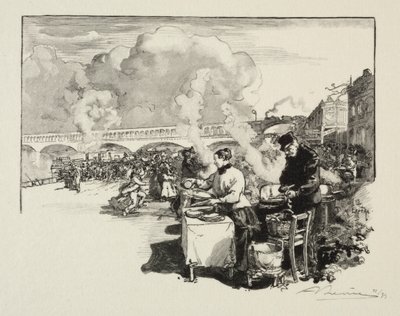 Omnibüs tekneler için iniş sahnesi. by Auguste Louis Lepère