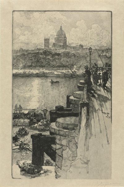 [İskeledeki Balıkçılar, Paris] by Auguste Louis Lepère