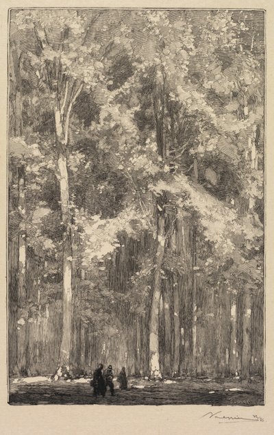 Fontainebleau Ormanı: Sabah, Forts de Marlotte Rotasının Kavşağı (La Forêt de Fontainebleau: Le Matin, Carrefour des Fort de Marlotte) by Auguste Louis Lepère