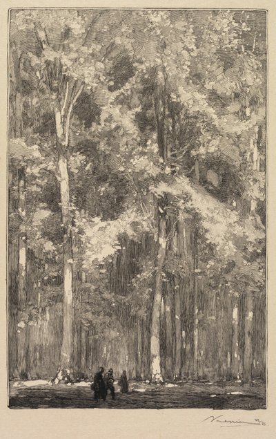Fontainebleau Ormanı: Sabah, Forts de Marlotte Yolunun Kavşağı..., 1890. by Auguste Louis Lepère
