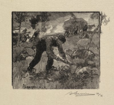 Fontainebleau Ormanı: Fundalığı Çekmek by Auguste Louis Lepère