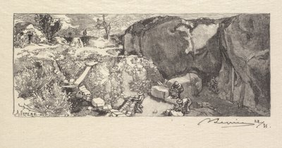 Fontainebleau Ormanı: Kumtaşı Ocağı La Forêt de Fontainebleau: La Carrièrre de Grès, 1890. by Auguste Louis Lepère