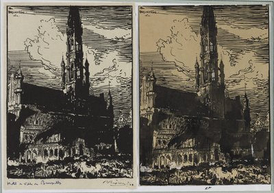 Brüksel Belediye Binası yanıyor by Auguste Louis Lepère