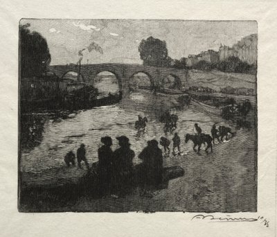 Pont Marie içme teknesi. by Auguste Louis Lepère