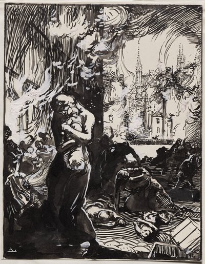 Louvain Ateşi by Auguste Louis Lepère