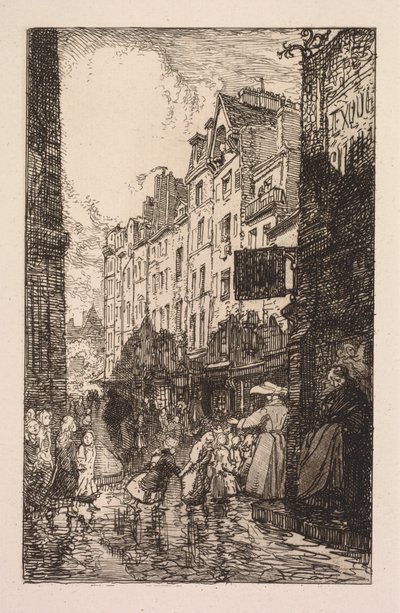 La Biévre, Les Gobelins, Saint-Séverin: Saint-Séverin bölgesi: Rue des Prêtres Saint-Séverin, by Auguste Louis Lepère