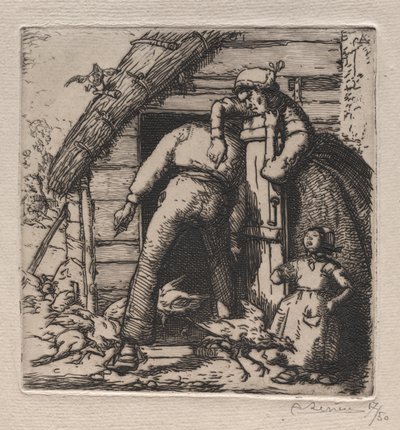 Tavuk Kümesi en büyüğünü yakalar by Auguste Louis Lepère