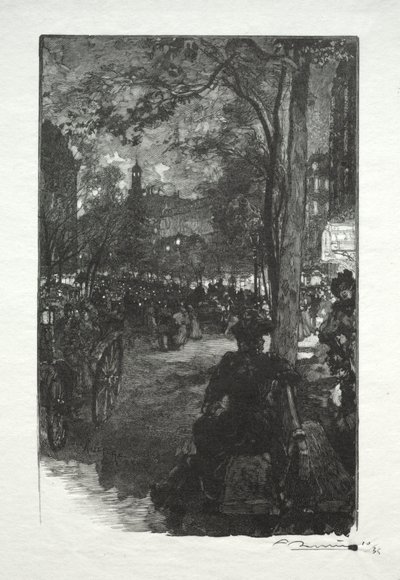 Boulevard Montmartre, Akşam. by Auguste Louis Lepère